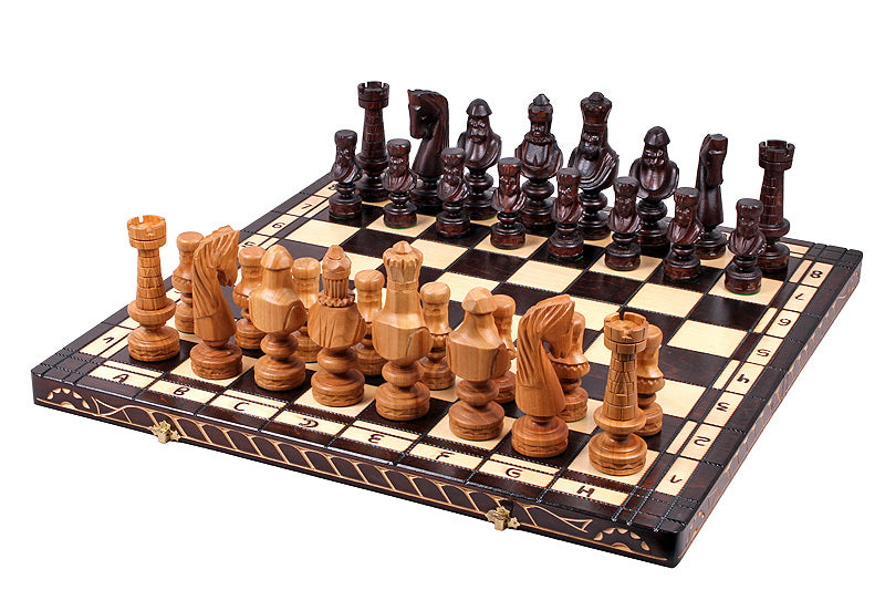 Cesar Small Folding Chess Set Handcrafted Limewood Pieces 23.6" Board