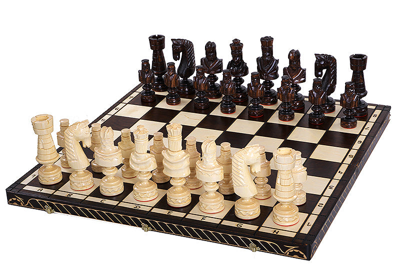 Cesar Large Folding Chess Set Luxurious Handcrafted Limewood Pieces 33.5" Board