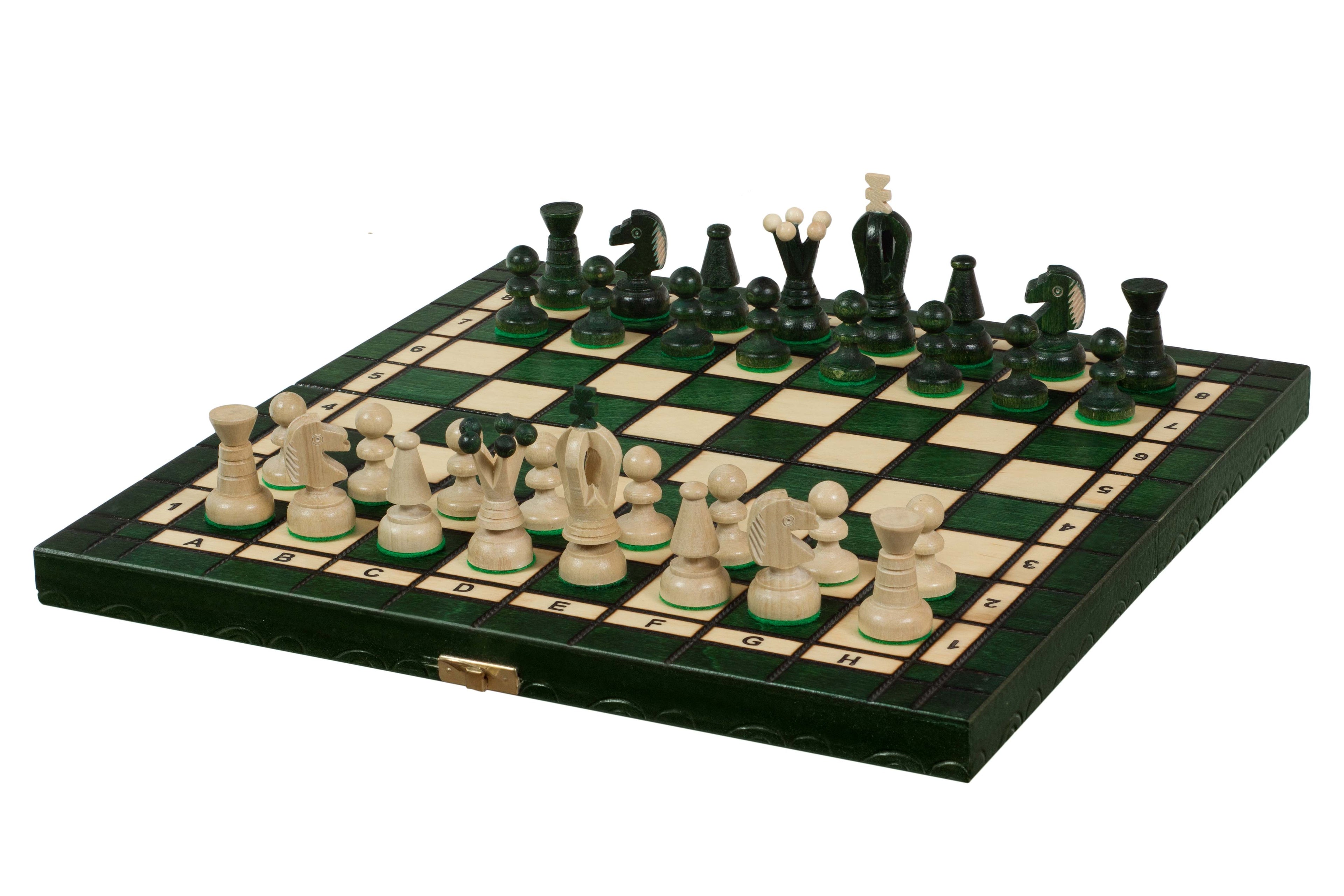 Medium Royal Kings Chess Set , Green Finish (2.5 inch King)