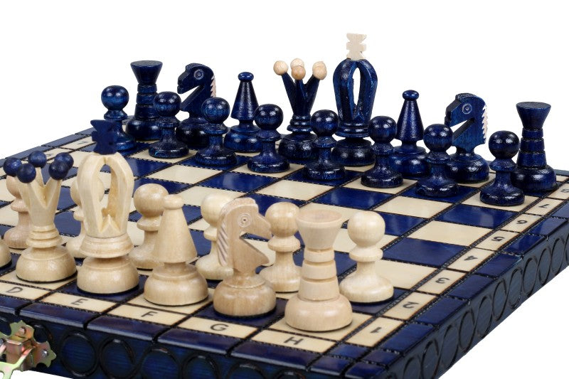 King's Small Chess Set Blue with Felt Lining (2.36 in King / 60 mm)