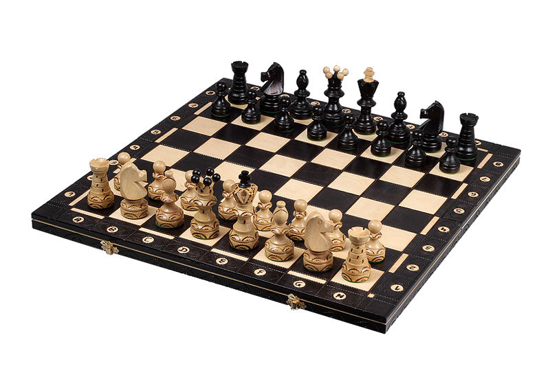Ambassador Brown Wooden Chess Set – Deluxe Edition with Insert Tray (Size No. 5.5)