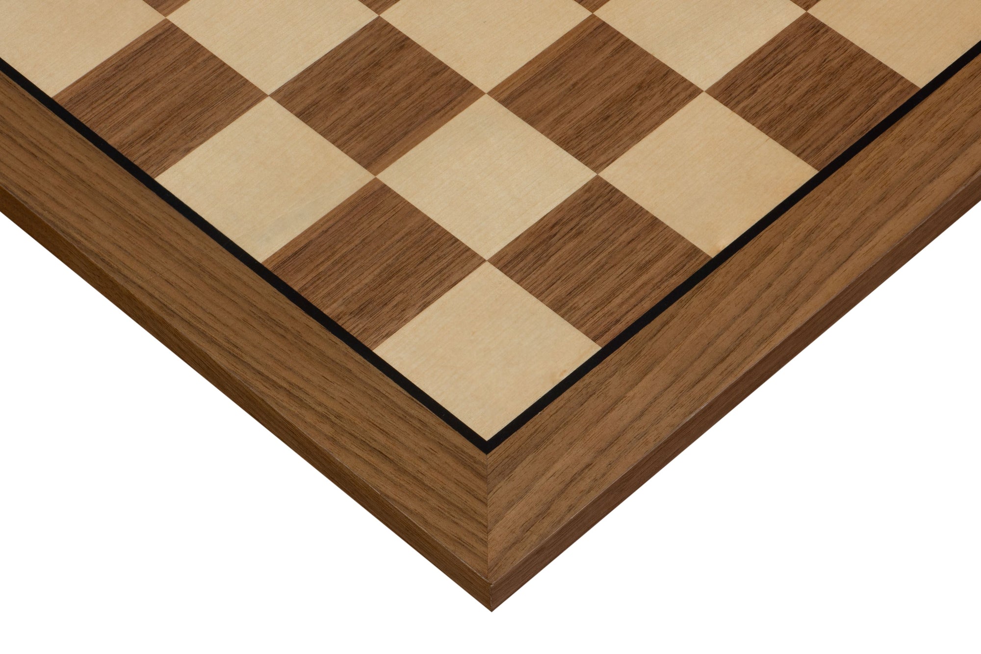 Walnut & Sycamore Chess Board – 21.3″ without Notation