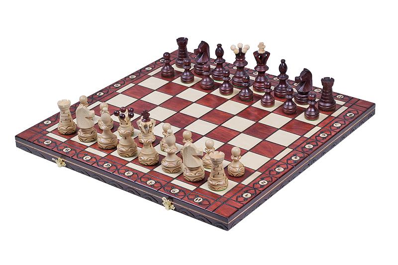 Ambassador Brown Wooden Chess Set – Deluxe Edition with Insert Tray (Size No. 5.5)
