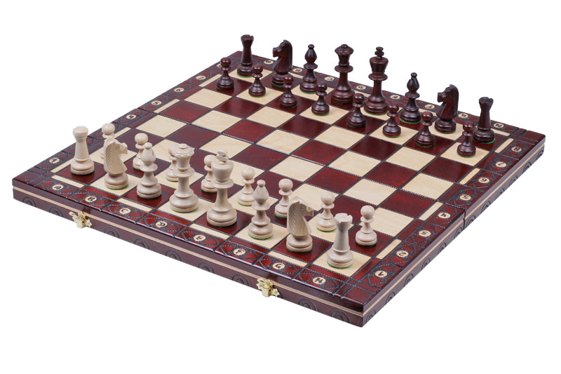 Consul Chess Set Staunton Style with Insert Tray Brown Finish 3.15 in King