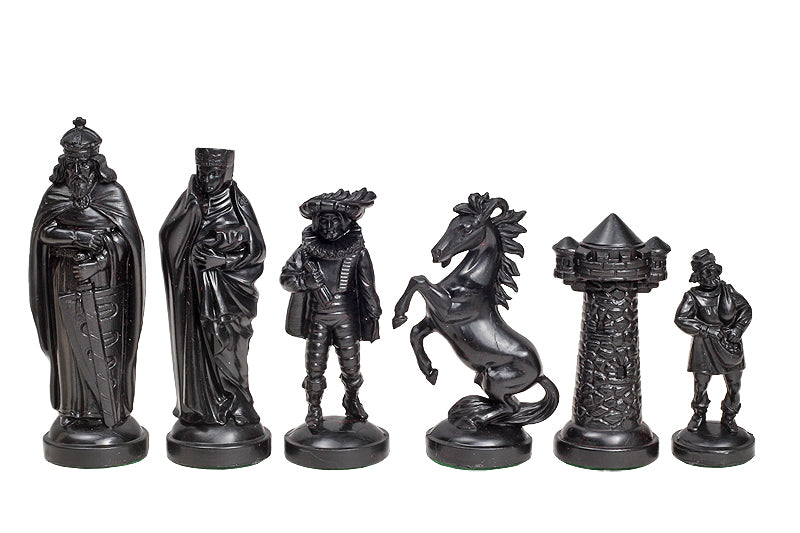 Medieval Chess Pieces – Cream & Black (3.78")