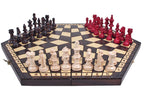 Three Player Wooden Chess Set Large 3.35 in King