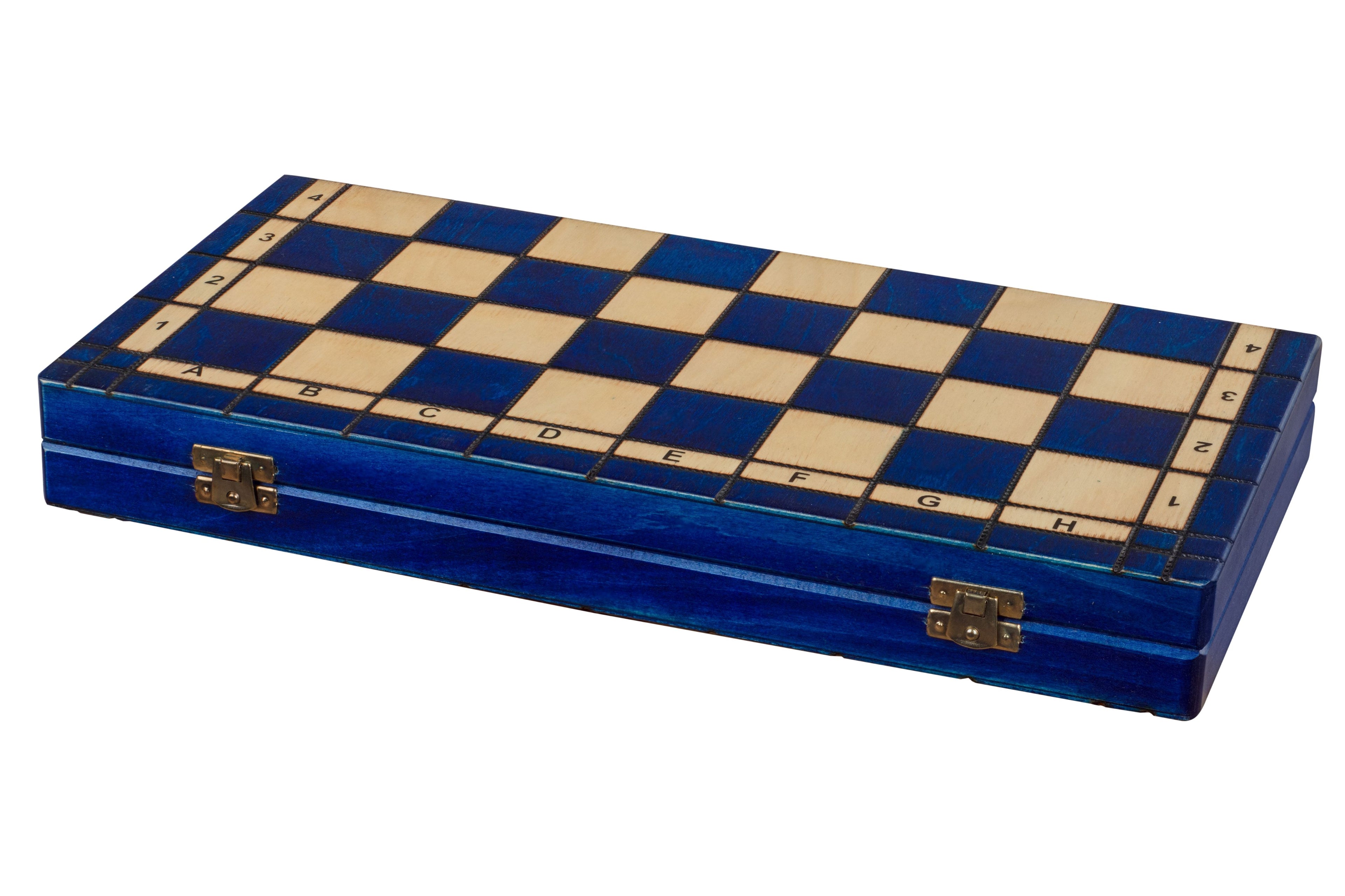 Blue Folding Chess Set Ace Size No 4 with 3.94" King and Storage Compartment