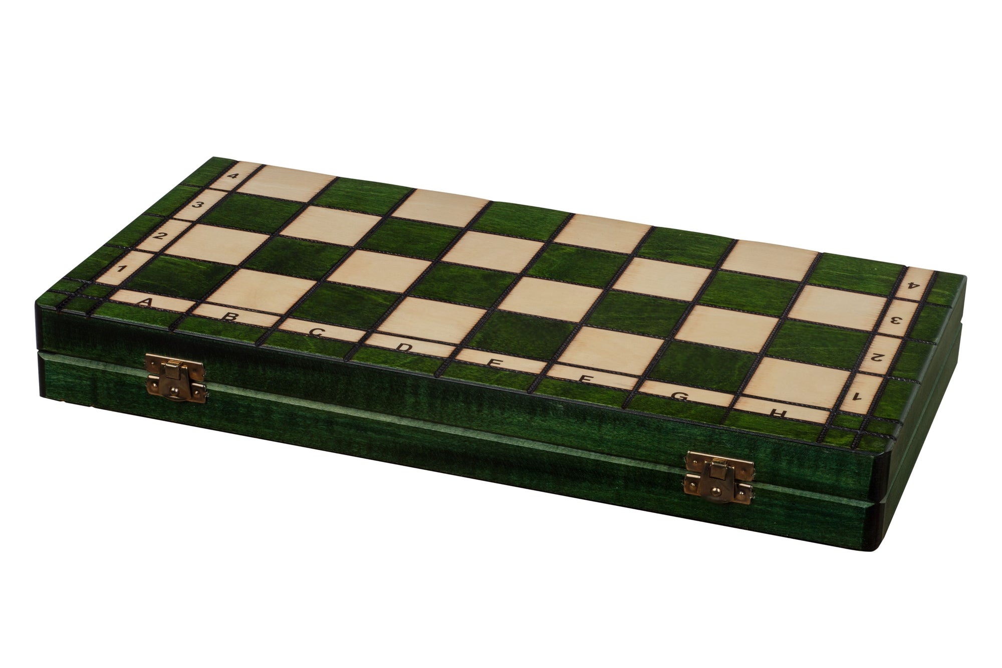 Green Folding Chess Set Ace Size No 4 with 3.94" King and Internal Storage
