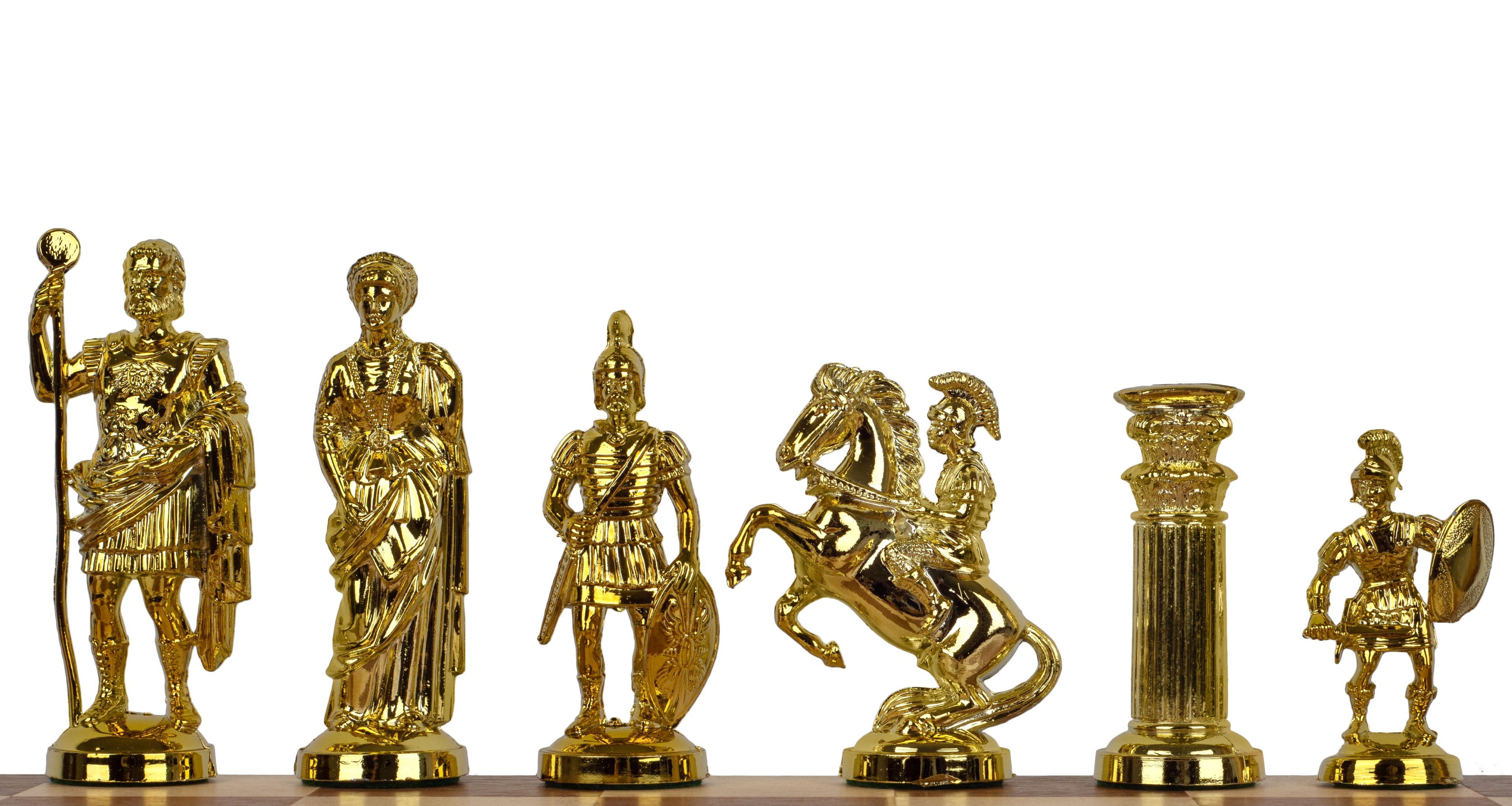 Roman Empire Metalized Chess Pieces , Weighted Plastic (3.85 inch King)