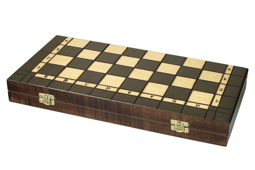 3 in 1 Wooden Game Set 15.75" Board for Chess Checkers and Backgammon