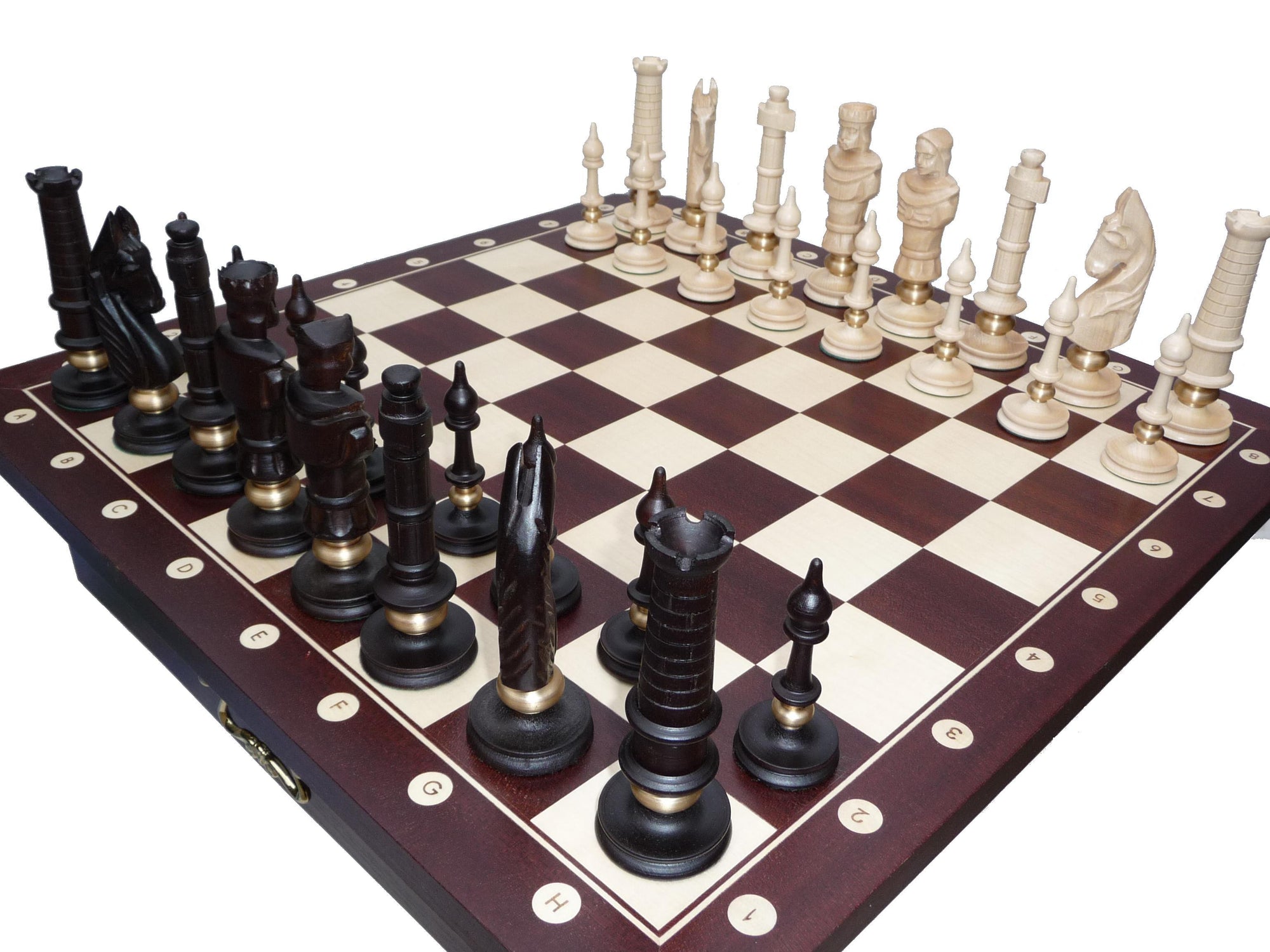 Mahogany Chess Table with Royal Lux Chess Pieces – 21 kg (King: 5.1 in)