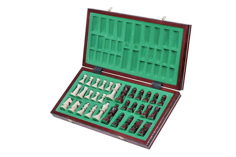 Consul Chess Set Staunton Style with Insert Tray Brown Finish 3.15 in King