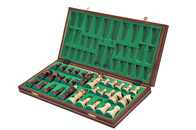 Ambassador Brown Deluxe Wooden Chess Set with Insert Tray – Size No. 5.5