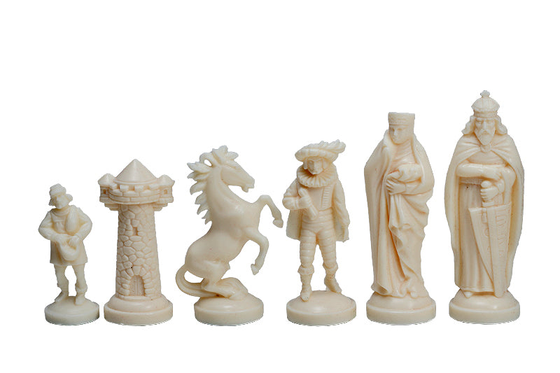 Medieval Chess Pieces – Cream & Black (3.78")