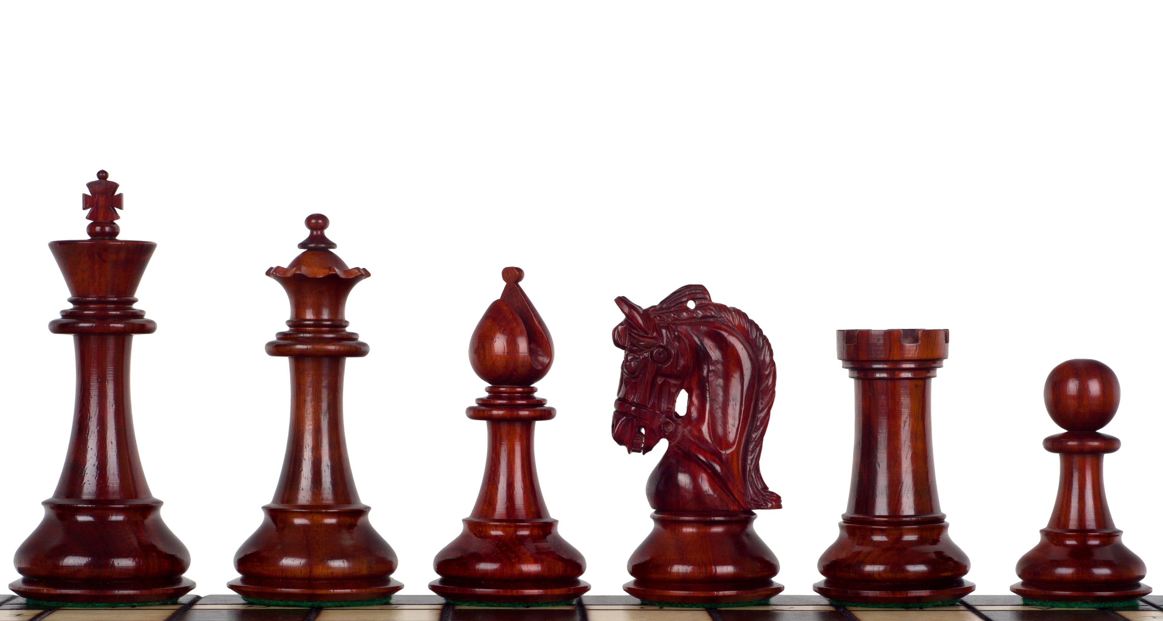 Corinthian Chess Pieces , 4" King , Redwood Finish