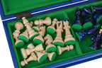 Blue Folding Chess Set Ace Size No 4 with 3.94" King and Storage Compartment