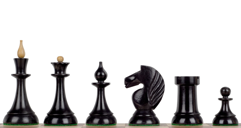 Queen’s Gambit Chess Pieces – 4" King, Boxwood & Ebonised, 1957 Moscow Replica