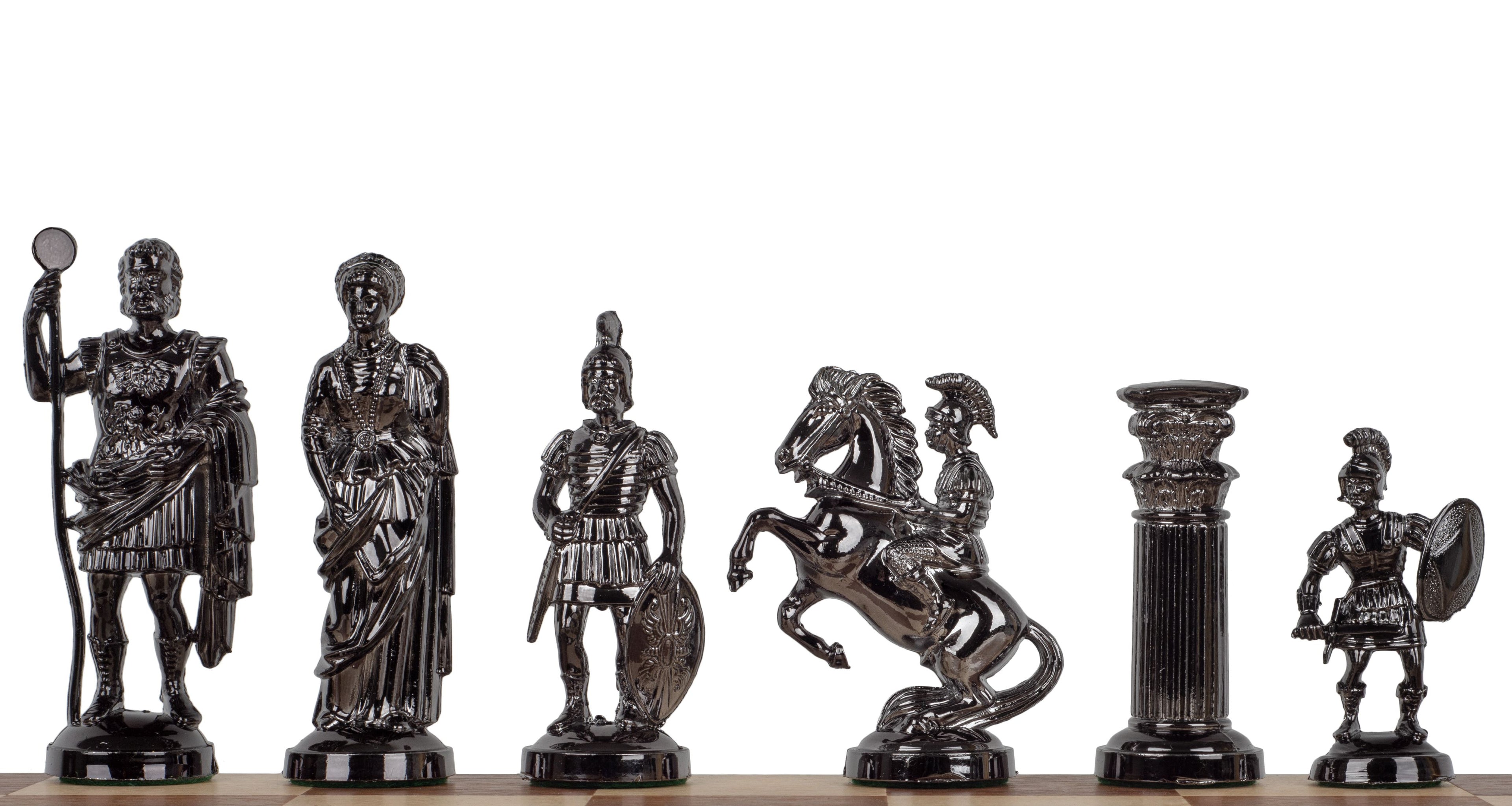 Roman Empire Metalized Chess Pieces , Weighted Plastic (3.85 inch King)