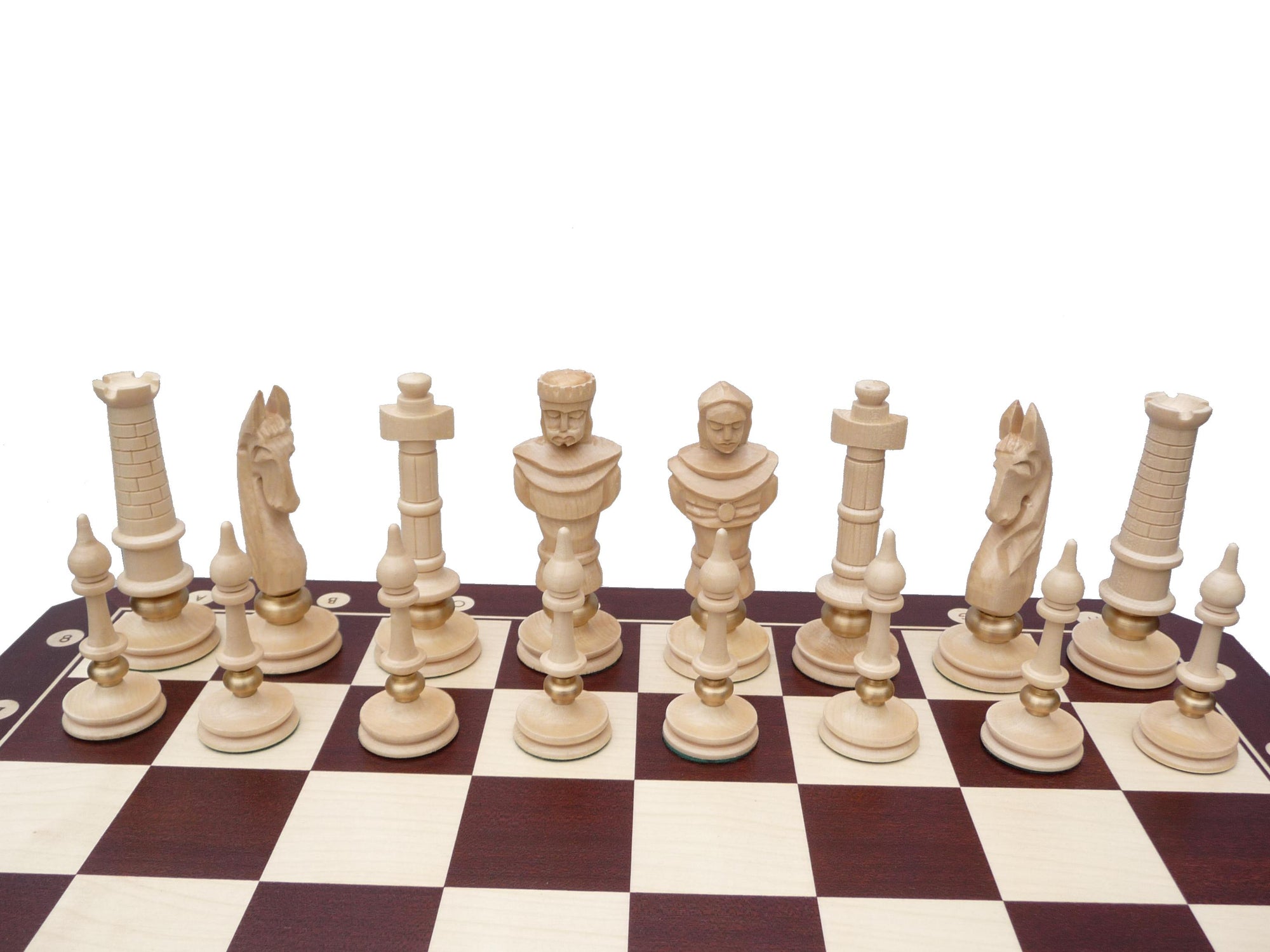 Mahogany Chess Table with Royal Lux Chess Pieces – 21 kg (King: 5.1 in)