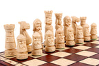 Castle Small Folding Chess Set Handcrafted Limewood Pieces 19.7" Board