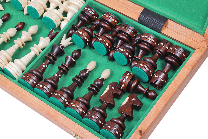 Indian Style Chess Set with Inlaid Folding Board (4.72 in King / 120 mm)