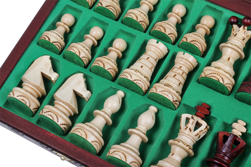 Ambassador Brown Wooden Chess Set – Deluxe Edition with Insert Tray (Size No. 5.5)