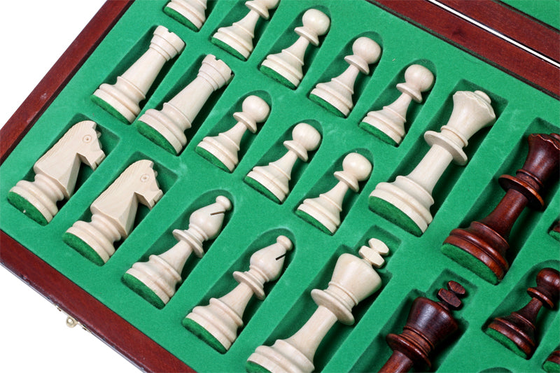 Consul Chess Set Staunton Style with Insert Tray Brown Finish 3.15 in King