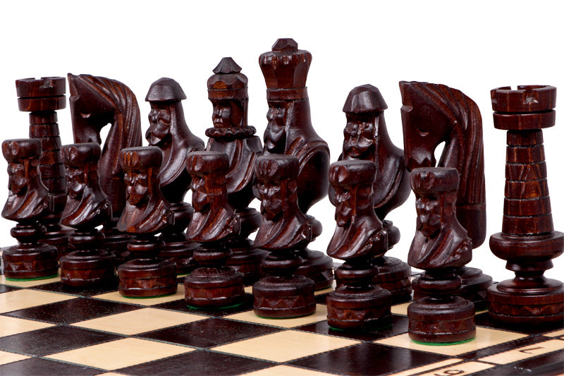 Cesar Small Folding Chess Set Handcrafted Limewood Pieces 23.6" Board