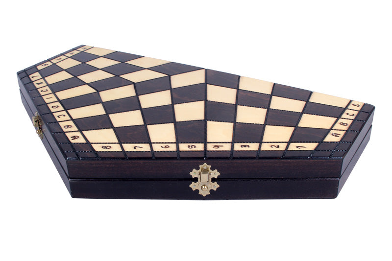 Three Player Wooden Chess Set Large 3.35 in King