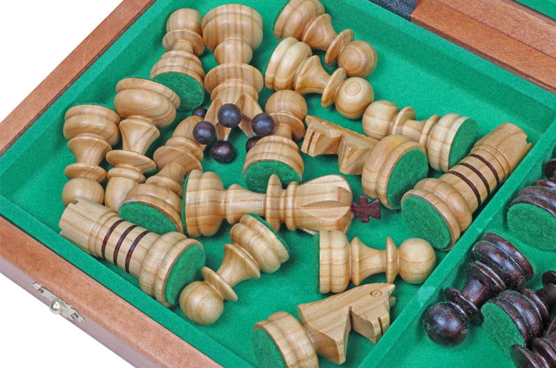 Pearl Large Chess Set with Inlaid Intarsia Board (3.54 inch King)