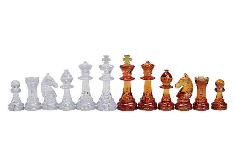 Staunton No. 6 Chess Pieces – Transparent Amber and Clear