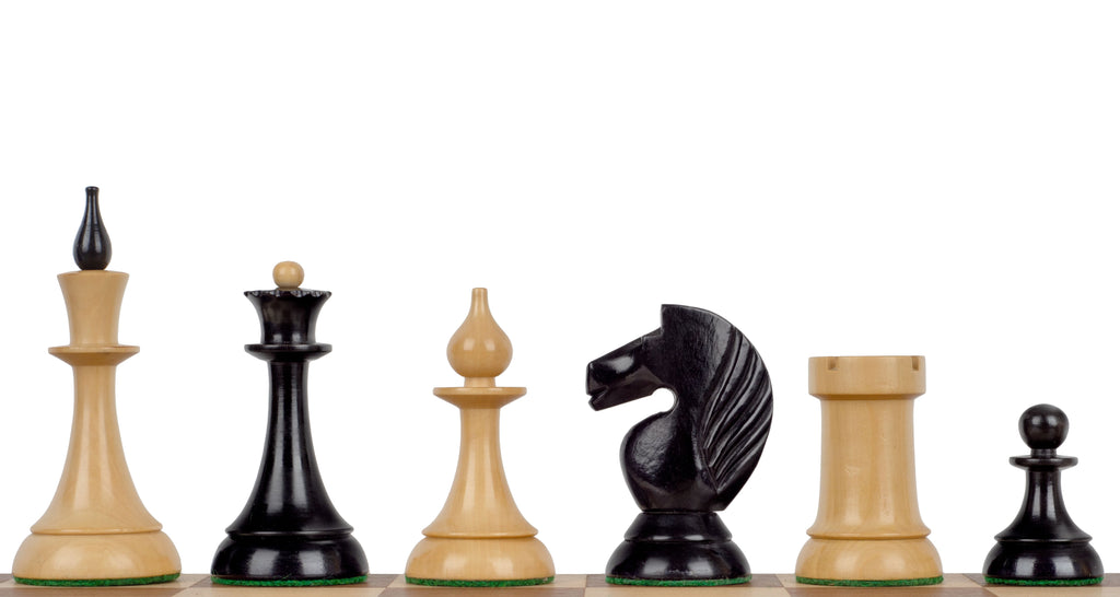Queen’s Gambit Chess Pieces – 4" King, Boxwood & Ebonised, 1957 Moscow Replica