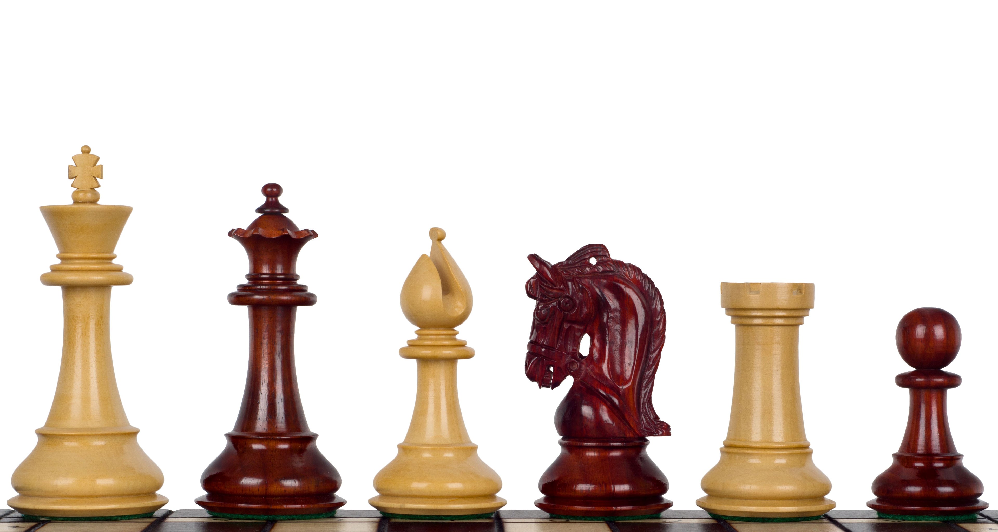 Corinthian Chess Pieces , 4" King , Redwood Finish