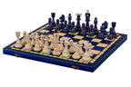 Blue Folding Chess Set Ace Size No 4 with 3.94" King and Storage Compartment