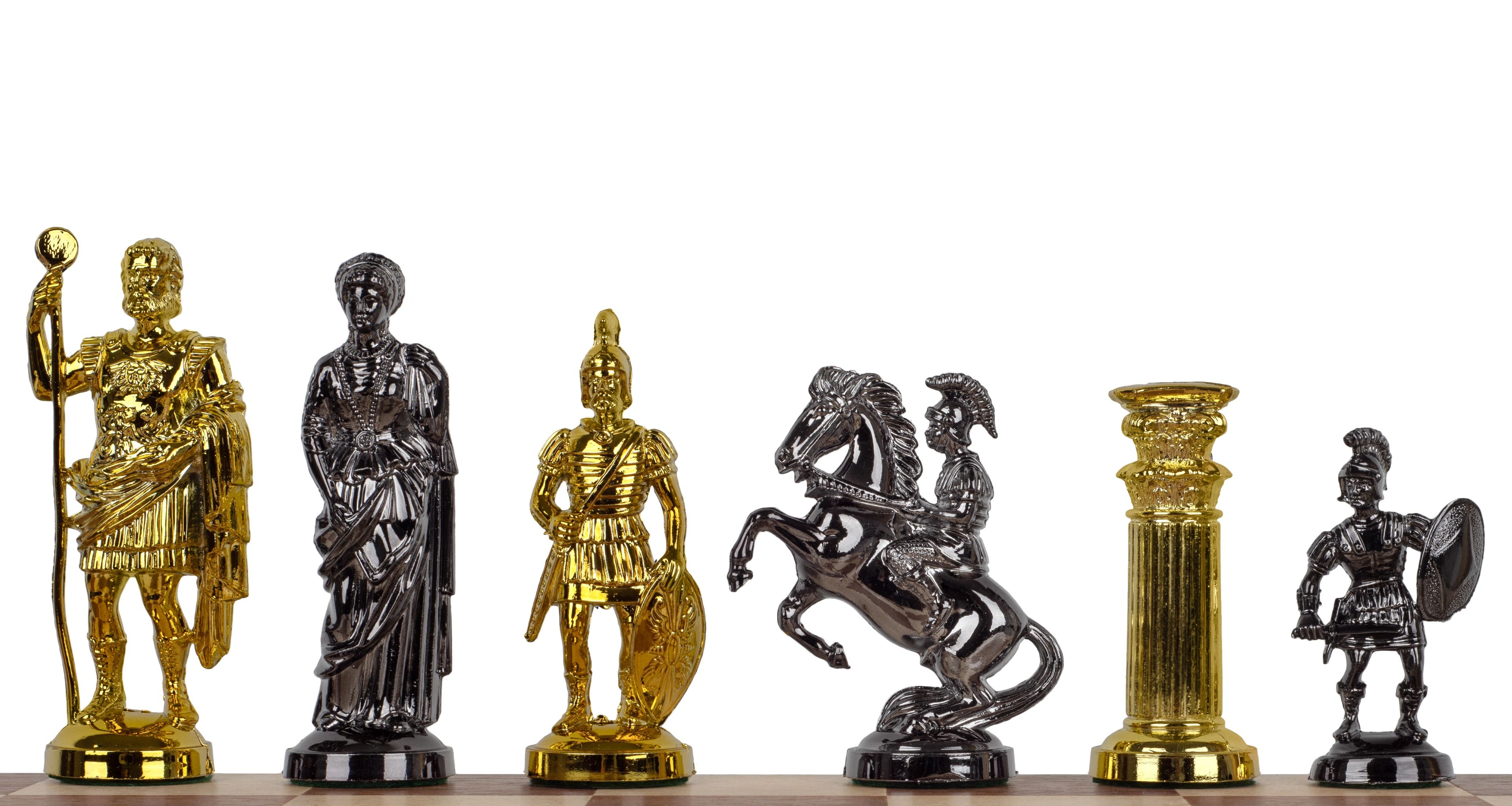 Roman Empire Metalized Chess Pieces , Weighted Plastic (3.85 inch King)