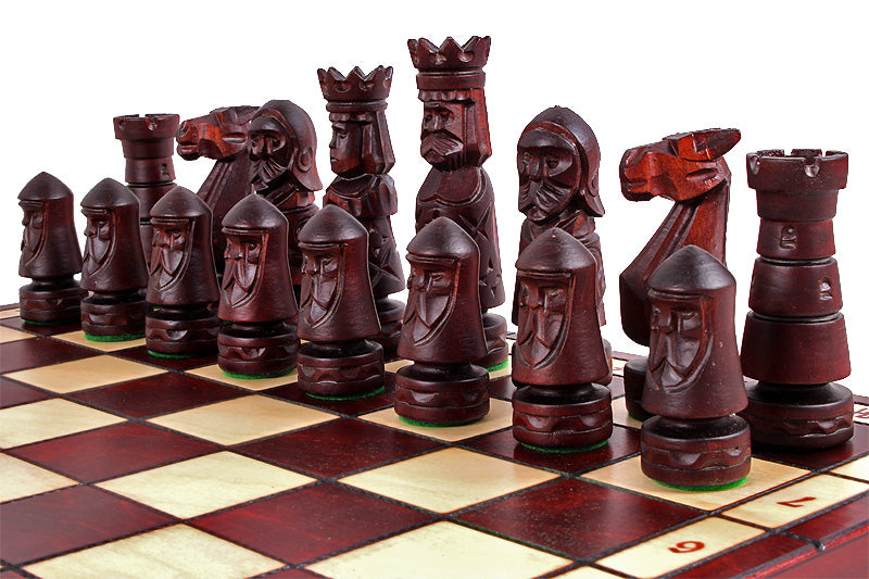 Castle Small Folding Chess Set Handcrafted Limewood Pieces 19.7" Board