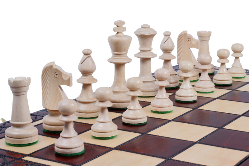 Consul Chess Set Staunton Style with Insert Tray Brown Finish 3.15 in King