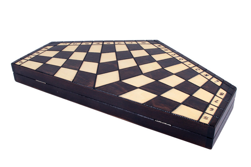 Three Player Wooden Chess Set Large 3.35 in King