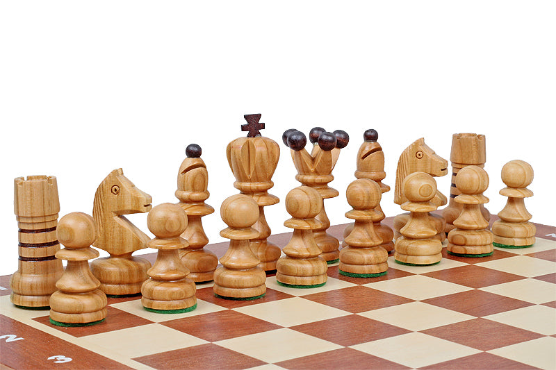 Pearl Large Chess Set with Inlaid Intarsia Board (3.54 inch King)