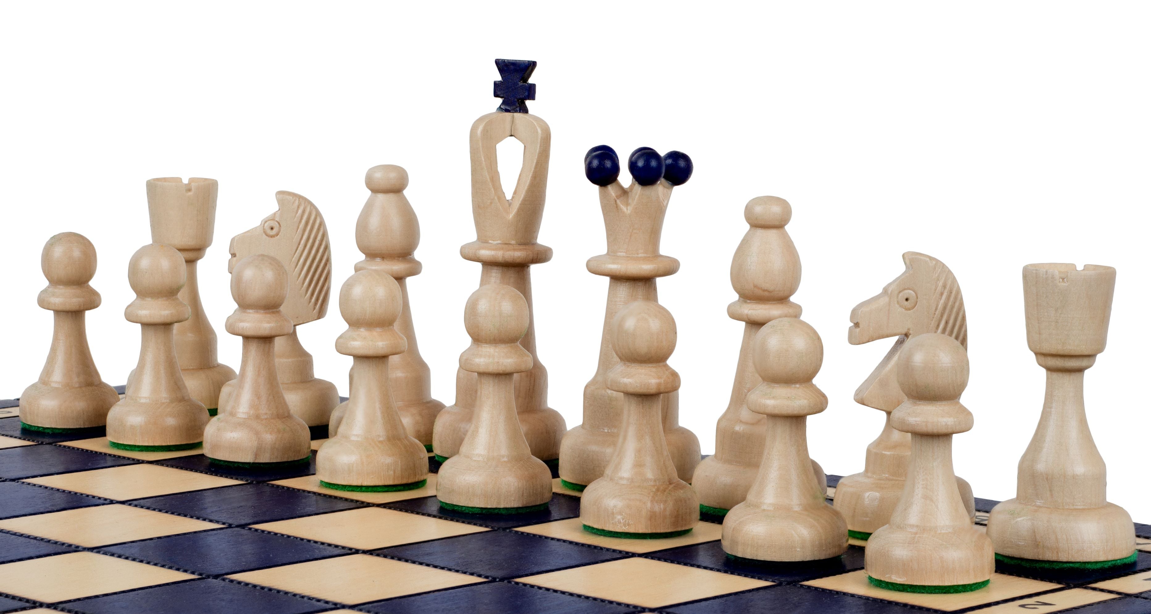 Blue Folding Chess Set Ace Size No 4 with 3.94" King and Storage Compartment