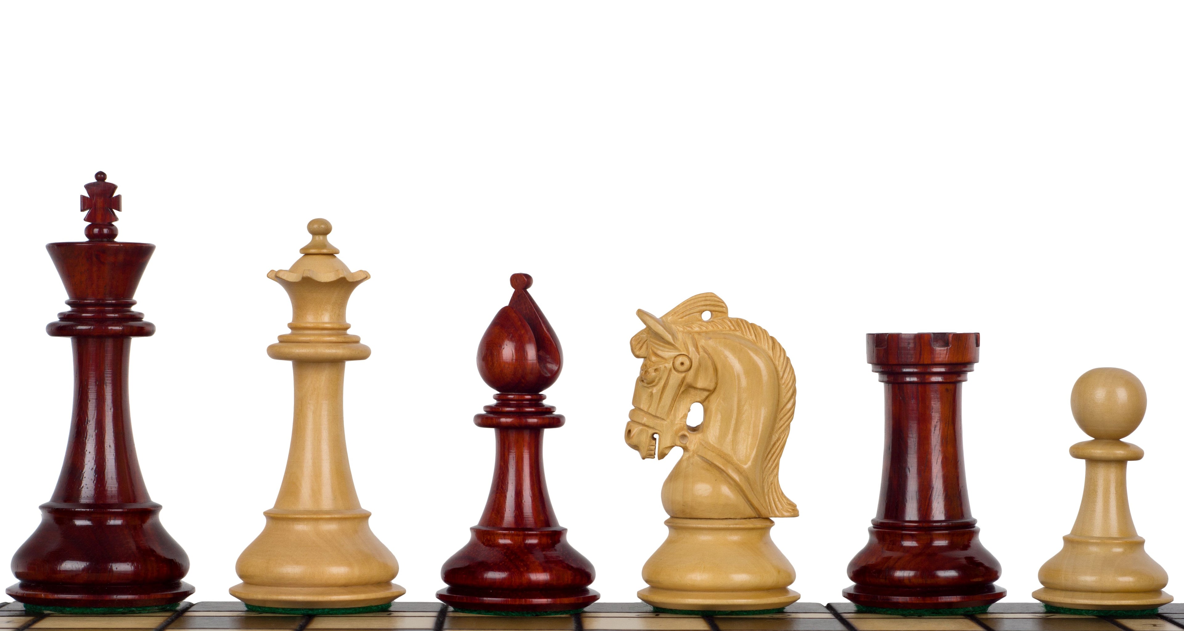 Corinthian Chess Pieces , 4" King , Redwood Finish