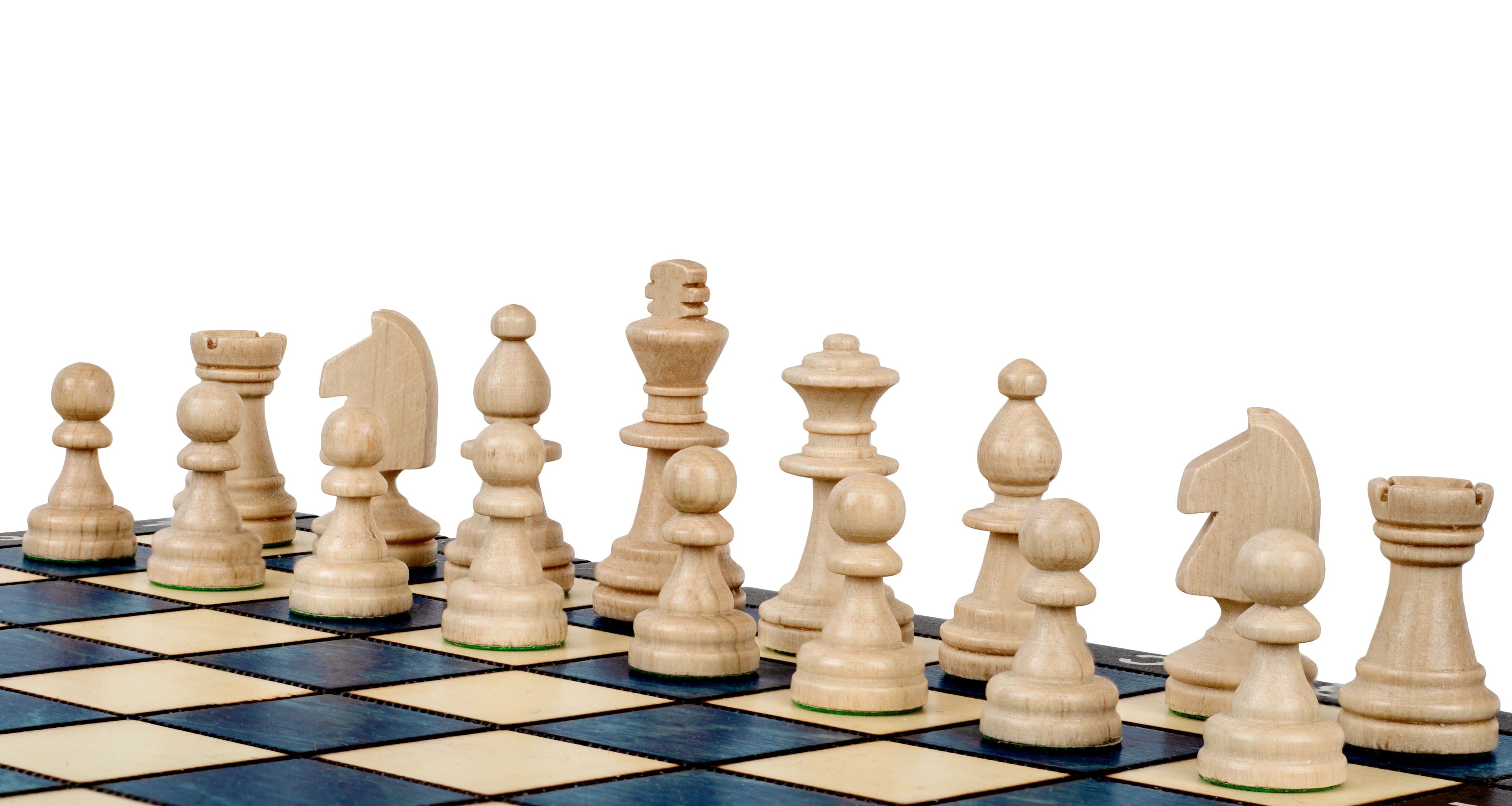 Magnetic Wooden Chess Set – Blue (10.6" board)