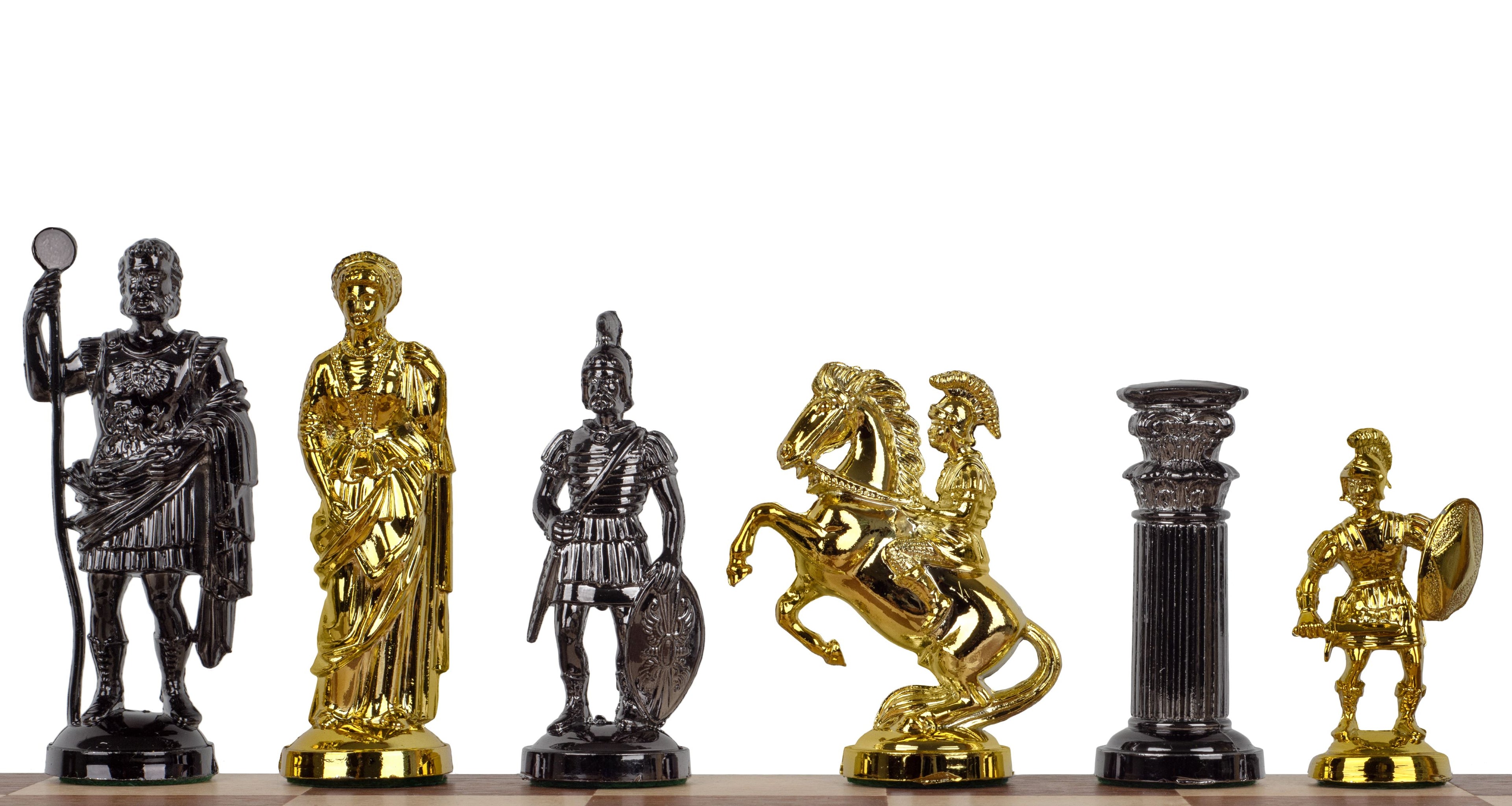 Roman Empire Metalized Chess Pieces , Weighted Plastic (3.85 inch King)