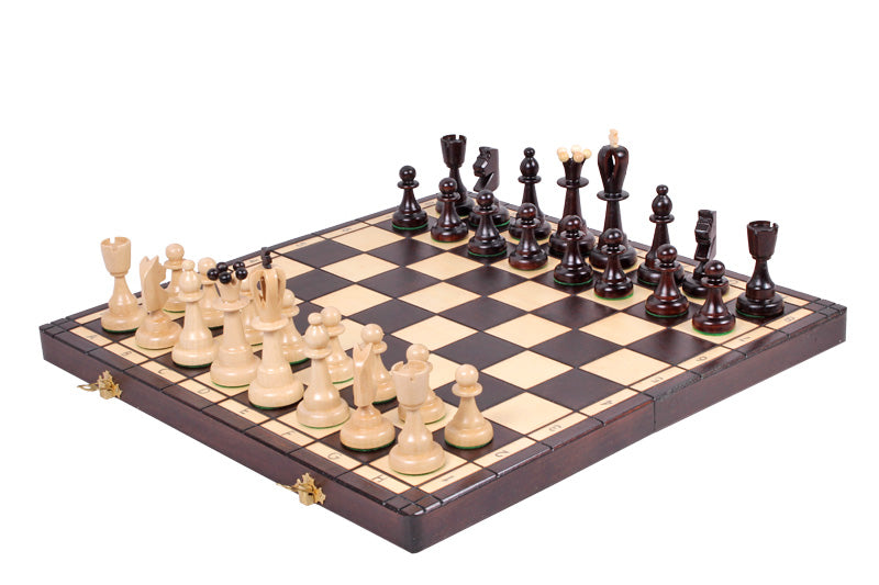 Folding Wooden Chess Set Ace 16.5" Board with Storage and 3.94" King