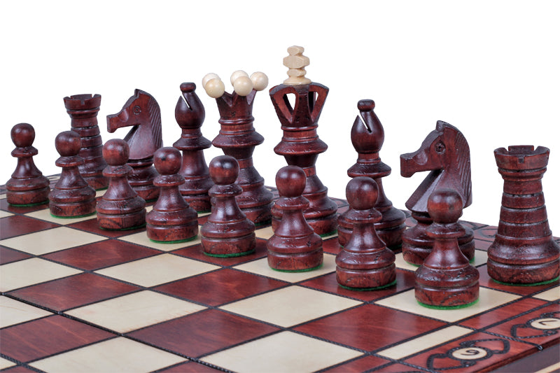 Ambassador Brown Wooden Chess Set – Deluxe Edition with Insert Tray (Size No. 5.5)