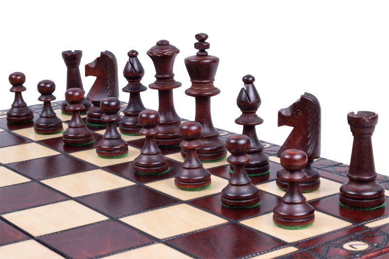 Consul Chess Set Staunton Style with Insert Tray Brown Finish 3.15 in King