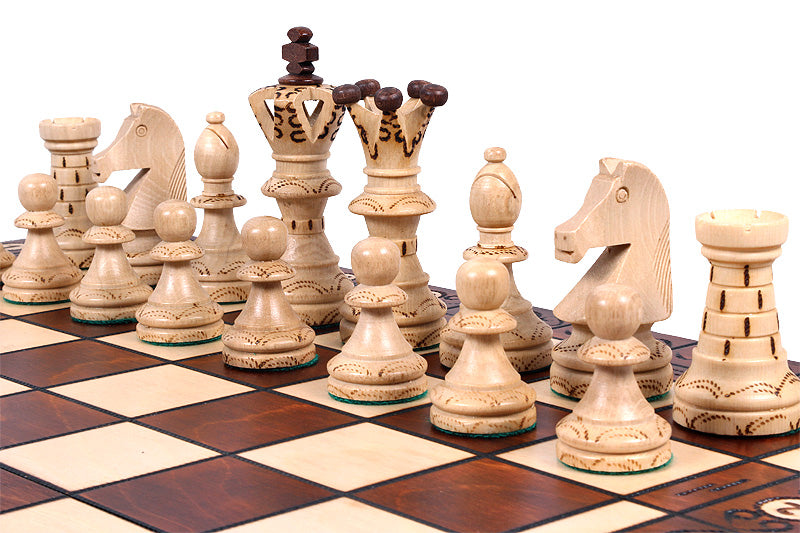 Ambassador Brown Deluxe Wooden Chess Set with Insert Tray – Size No. 5.5