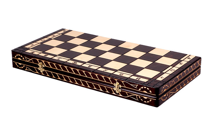 Cesar Small Folding Chess Set Handcrafted Limewood Pieces 23.6" Board