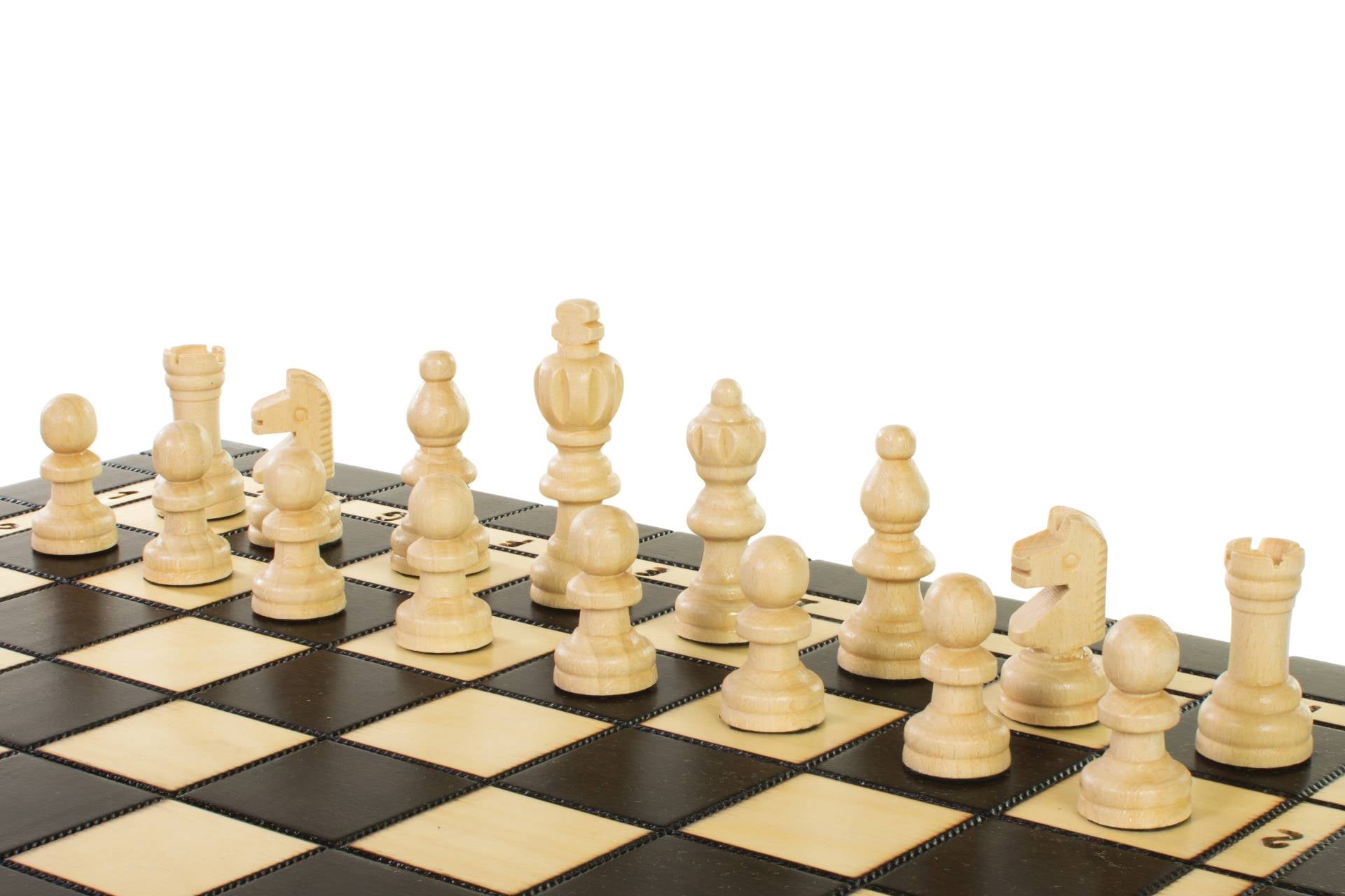 3 in 1 Wooden Game Set 15.75" Board for Chess Checkers and Backgammon