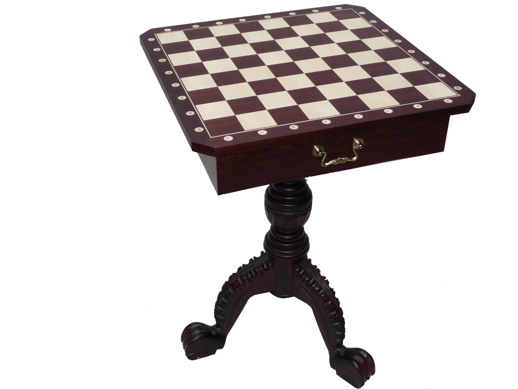 Mahogany Chess Table with Drawers – 21.6 in Board (54 cm)